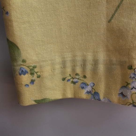 Lily Of The Vally Floral Print Yellow Dress, Green Ribbon At Waist, Size Small P - Picture 6 of 13